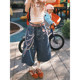 NECOYEP 2025 Spring American 3D Chain Color Printed Cropped Jeans Loose Wide Leg Shorts for Men and Women

