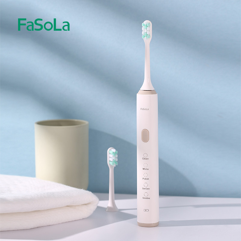 여성용 FASOLA 전동 칫솔 충전식 소프트 강모 미백 칫솔 음파 진동 방수 학생 파티 커플-