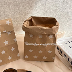 ins Kraft Paper Bags, Star Bags, Large-Capacity Baking Paper Bags, Storage Bags, Packing Paper Bags, Snack Flat Bags