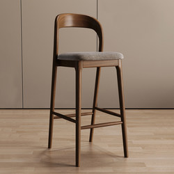 Nordic White Ash Solid Wood Home Bar Stool High Stool Modern Minimalist Front Desk Reception Chair with Backrest Bar Chair
