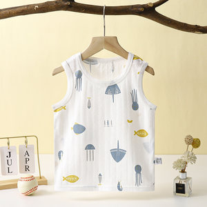
Children's vest pure cotton summer thin section male and female baby baby belly sling outer wear baby summer sleeveless top