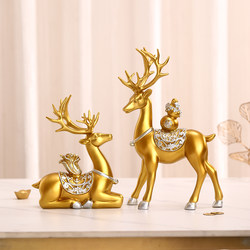 Fortune-Attracting Deer Ornament, High-End Chinese-Style Cabbage Gourd, Entryway Wine Cabinet, Living Room Sika Deer Decoration, Housewarming Gift