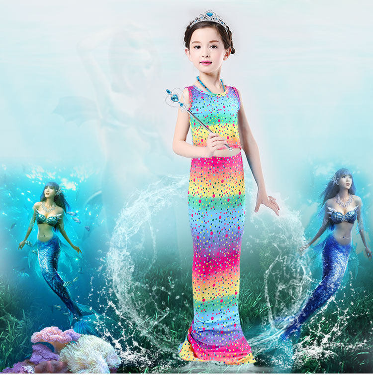 Đồ bơi đuôi nàng tiên cá cầu vồng cho bé gái - Váy đuôi cá công chúa