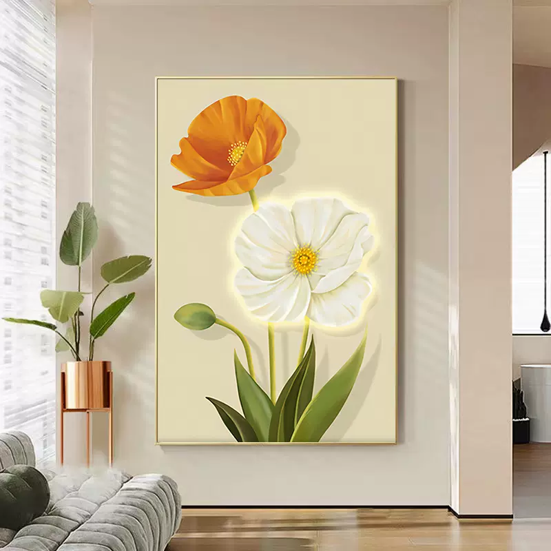 治愈系壁画客厅沙发背景墙画北欧玄关装饰画走廊过道卧室床