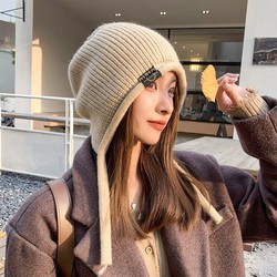 Hong Kong Purchasing Winter Hats For Women, Warm And Ear-protecting Woolen Hats, Winter Plus Velvet, Fashionable Knitted Baotou Pile Hats, Trendy