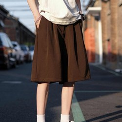 Japanese brown shorts for men summer wide leg large size