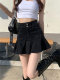 Black denim skirt for women summer American high waist A-line pleated small hip hot girl skirt fishtail skirt
