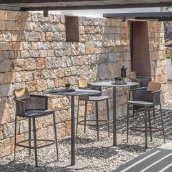 Outdoor bar chair rattan log roof open-air balcony garden bar chair villa outdoor cafe high stool