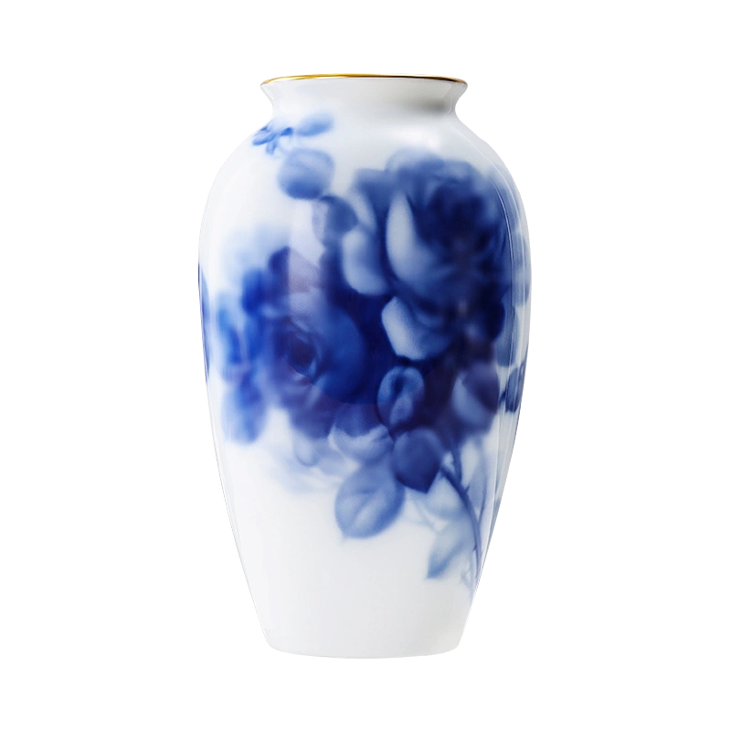 日本OKURA大倉陶園藍色玫瑰法式白瓷高級傳統家用輕奢陶瓷青花瓶-Taobao