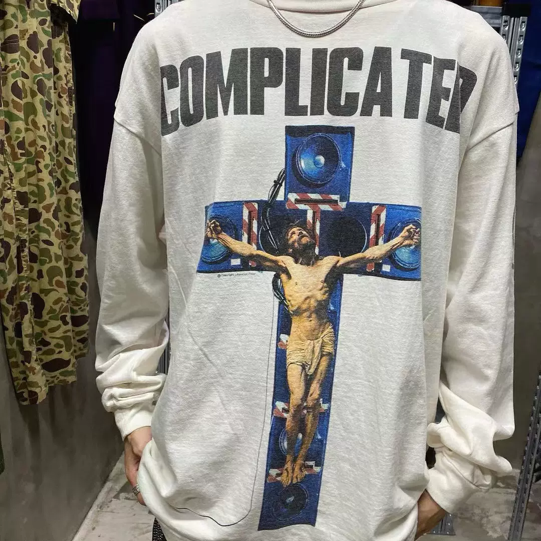 现货KOSUKE KAWAMURA × SAINT MICHAEL COMPLICATEDLong做旧长袖-Taobao