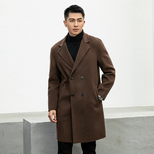 Vnf メンズ ウールブレンド ダブルブレストコート - ブラウン