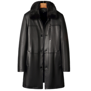 Haining Yasukari leather leather coat men's medium -long mink inner mink fur integrated middle -aged fur windbreaker outer collars winter