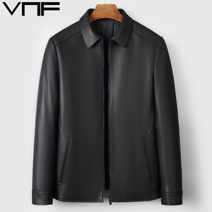 
Winter thickened silk cotton genuine leather jacket for young men with lapel short casual fashionable sheepskin leather jacket