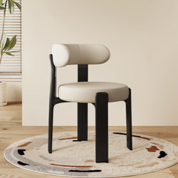 Modern Minimalist Fabric and Solid Wood Dining Chair, Hotel Restaurant Cotton and Linen Cushioned Backrest Chair, Home Leisure Coffee Stool