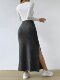 Ahagaga European and American style street temperament versatile skirt daily high waist slit mid-length hip-cover skirt