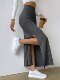 Ahagaga European and American style street temperament versatile skirt daily high waist slit mid-length hip-cover skirt