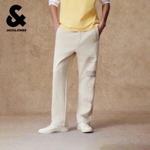 
Jack Jones men's sweatpants spring new style cotton fashion trousers with embroidered offset printing loose straight long trousers