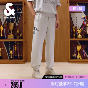 
Jack Jones NBA co-branded men's casual pants winter new flocked offset printed embroidered patches loose leggings
