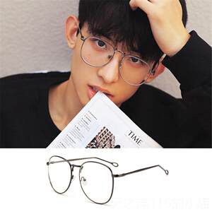 
Genuine myopia glasses for men, trendy gold-rimmed glasses, anti-blue radiation edge, large-frame flat glasses for men with big faces