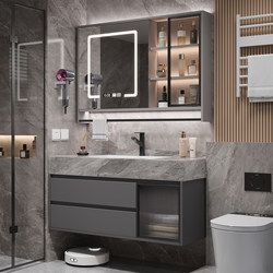 New Light Luxury Seamless Ceramic Integrated Basin Bathroom Vanity Cabinet Washbasin Sink Cabinet Set