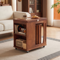 Zhuohe Solid Wood Sofa Side Cabinet, Small Movable Side Table, Small Trolley, Vintage Style Living Room Home Coffee Table