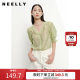 NEELLY Nali Shopping Mall same temperament v-neck shirt for women puff sleeves sweet and light five-point sleeve top summer
