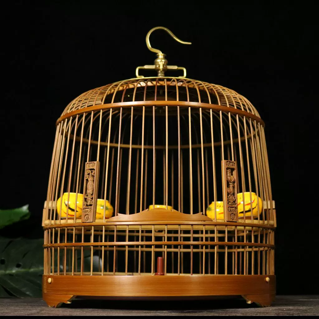 老竹紫竹拆卸式鳥籠竹製圓籠適用繡眼黃雀貝子鳥實用四角鉤鳥用具