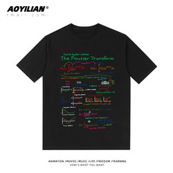 Fourier Transform Physics Formula Statistics Code Acoustics Mathematics Classic Culture Shirt T-Shirt Short Sleeve Pure Cotton Half-Sleeve