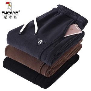 
Woodpecker autumn and winter warm men's new velvet thickened sports pants corduroy casual versatile trousers