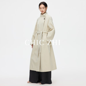 
CHIC ZHI British style windbreaker 2025 spring new stand collar clever custom one-button silhouette long jacket for women