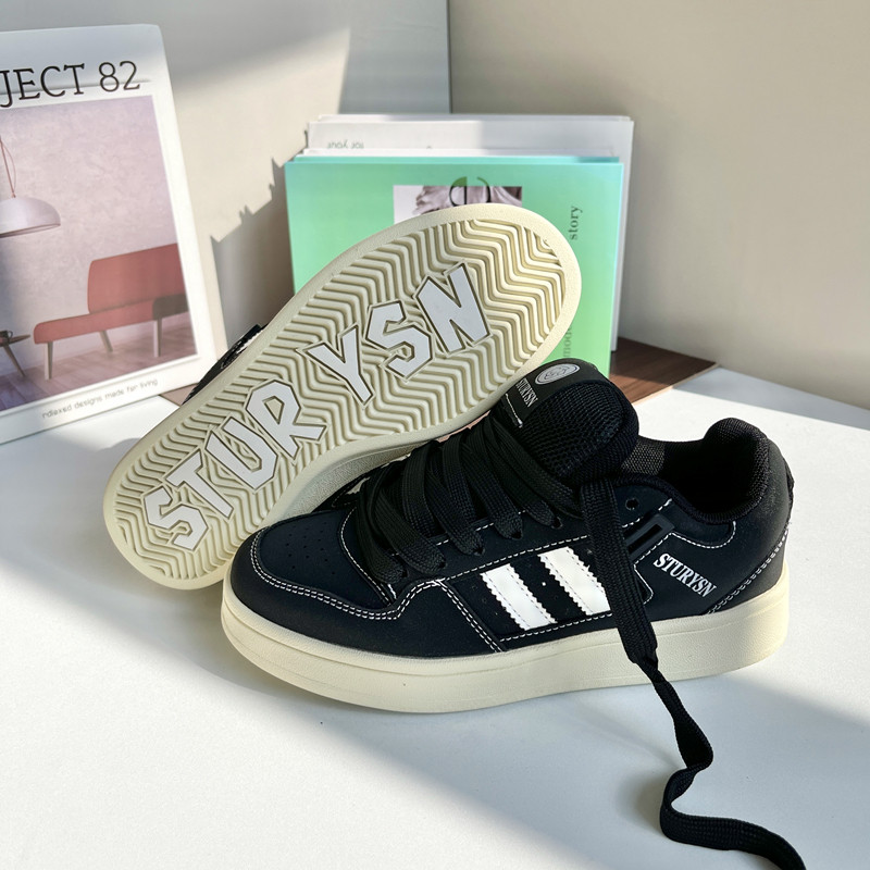 Spring couple frosted black color-blocked bread shoes for men ins ...