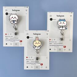 Dr. Chiikawa Retractable Badge Reel Cute Cartoon Medical Staff Badge Holder Stretchable Work Badge Card Holder