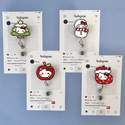 Cute Christmas Retractable Cartoon Anime Work Id Card Holder Badge Reel Lanyard Factory Badge Elastic Buckle for Students