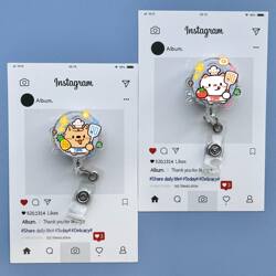 Ins Cute Retractable Easy-Pull Buckle Retractable Clip Nurse Doctor Badge Holder Work Id Card Holder