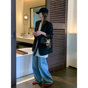 
Love Devil Fish Black High-end V-neck Suit Jacket Women's 2026 Spring New Commuting Suit Top