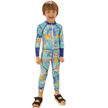 Children's swimsuit girls one-piece long sleeve quick-drying small and middle-aged children