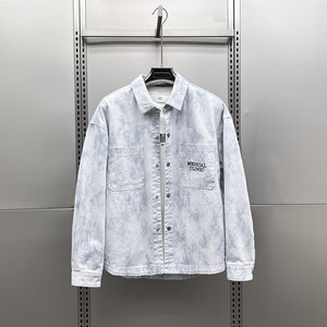 
Denim shirt jacket men's spring new casual washed lapel top youth trend versatile long-sleeved shirt