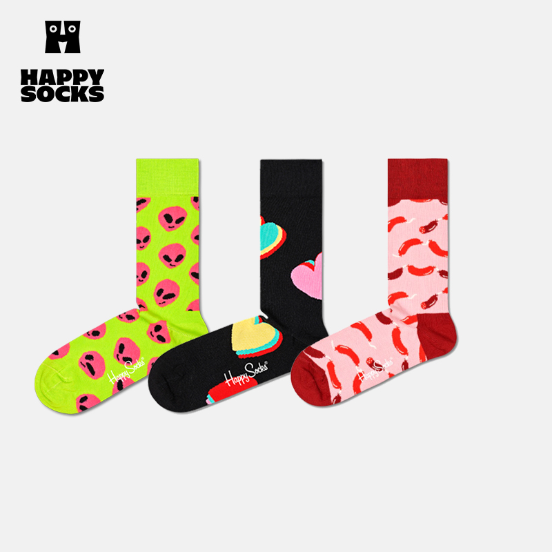 襪子界時(shí)尚擔(dān)當(dāng)，Happy Socks 女士潮牌彩色中筒襪 多款可選
