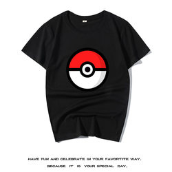 Kachu Poke Ball short-sleeved t personalized cartoon anime Japanese handsome boy pure cotton Pokemon Pokémon leather T-shirt