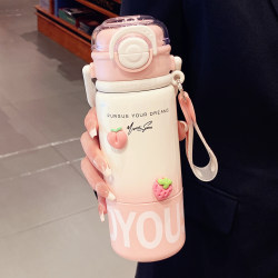 Insulated Water Bottle for Girls, High-Looking, Suitable for Office Use, with Straw, Three-In-One Drinking Cup, Portable Insulated Cup for Students, 2025 New Model