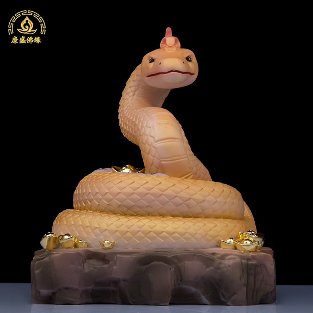 White marble solid python statue body ingot zodiac snake real body mang ...