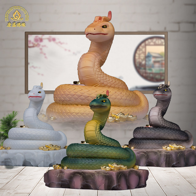 White marble solid python statue body ingot zodiac snake real body mang ...