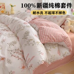 Class a Pure Cotton Four-Piece Set 100% Cotton Maternal and Infant Grade Bedding Bed Sheet Duvet Cover Cartoon Dormitory Three-Piece Set 4