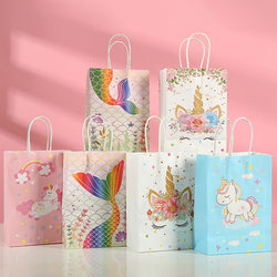 Children's Day Gift Bag Mermaid Tote Bag ins Kraft Paper Bag Packing Bag Unicorn Packaging Bag Gift Bag