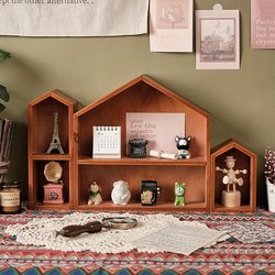 Blind Box Ornament Desktop Storage Box Dormitory Desk Office Desk Miscellaneous Items Lipstick Storage Cabinet Perfume Display Rack Wooden