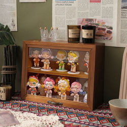 Solid Wood Desktop Wooden Figurine Bubble Mart Display Stand Retro Cup Storage Display Cabinet Blind Box Star Figure