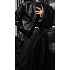 
Long Daodao's new autumn product niche design stand-up collar leather suit for men, handsome and high-end leather jacket and leather pants trendy
