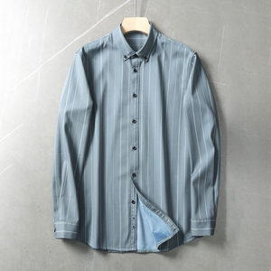 
Soft all-in-one velvet! Brand removed from the cabinet autumn and winter thickened velvet warm shirt men's business casual striped shirt