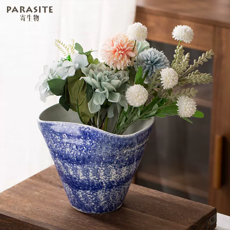 藍釉開片八方鉢 盆栽 多肉菖蒲盆栽 植木鉢 景德镇 装饰品 工艺品 置物