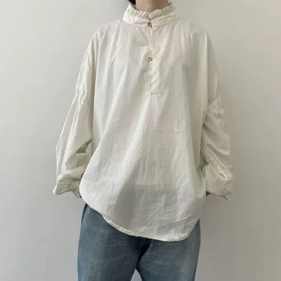Chez VIDALENC 23AW Mini Medici 棉质立领长袖衬衫法国制-Taobao